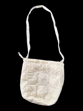 TAION Off-White Cream Colour Small-Medium Quilted Drawstring Shoulder Bag